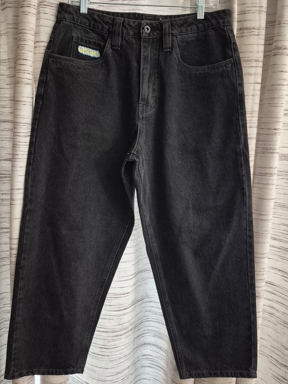 Empyre Men's Black Loose Fit Skater Jeans with Branded Patch